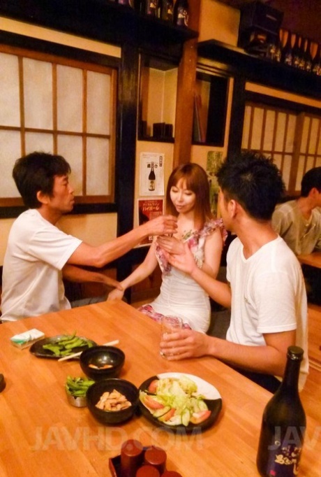 Japanese redhead Minami Kitagawa is masturbated by a couple of guys 55525058
