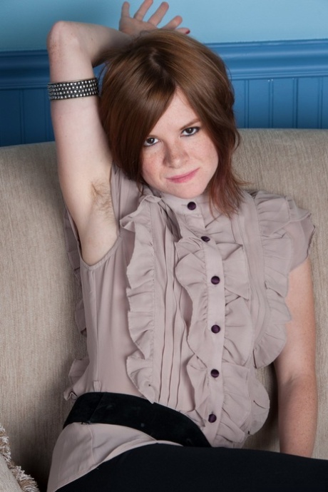 Natural redhead with tiny tits spreads her ginger beaver wide open 17805420
