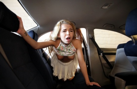 Young blonde Alina West gets banged hard from behind in her BF's car 14591770
